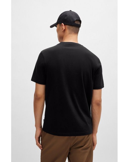 Boss Black Cotton-jersey Regular-fit T-shirt With Seasonal Print for men