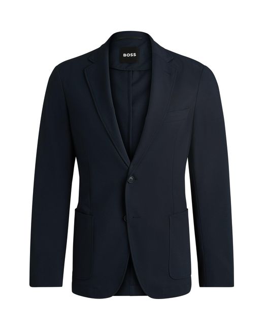 Boss Blue Slim-fit Jacket In Wrinkle-resistant Performance-stretch Fabric for men