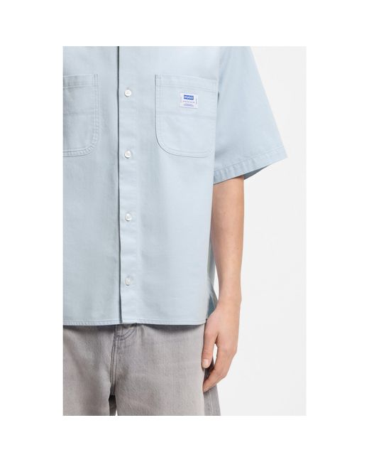 HUGO Blue Oversized-Fit Shirt for men