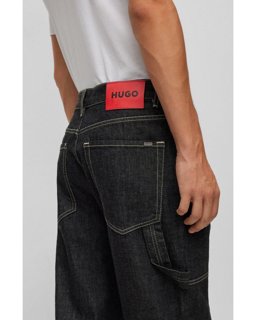 BOSS by HUGO BOSS Loose-fit Jeans In Black Japanese Rigid Denim for Men |  Lyst