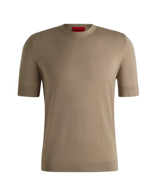 HUGO Slim-Fit Strickpullover Mit Kurzen Ärmeln in Brown für Herren