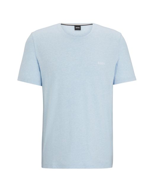 Boss T-shirt Van Stretchkatoen Met Logostiksel in het Blue voor heren