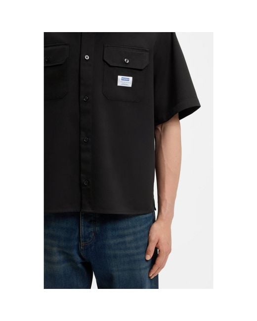 HUGO Black Oversized-Fit Shirt for men