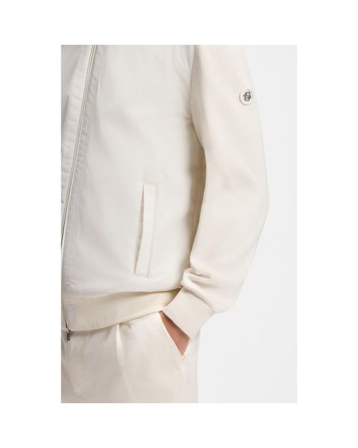 Boss White Cotton-Knit Hybrid Jacket With Bomber Collar for men