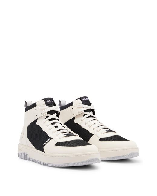 HUGO White High-top Trainers With Colour-blocking And Branding for men