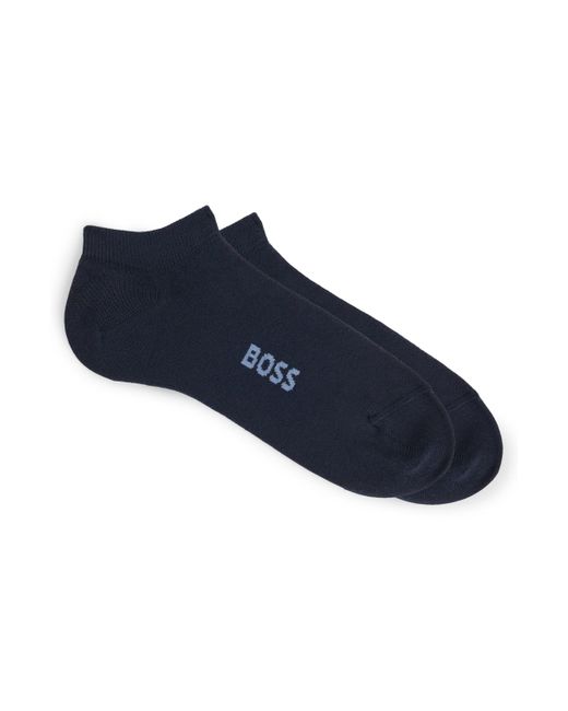Boss Zweier-Pack knöchellange Socken mit Logo-Details in Blue für Herren
