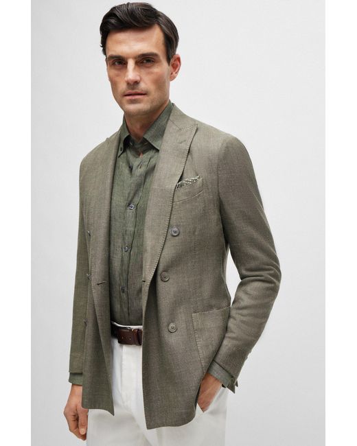 Boss Green Extra-long-length Regular-fit Shirt In Linen for men