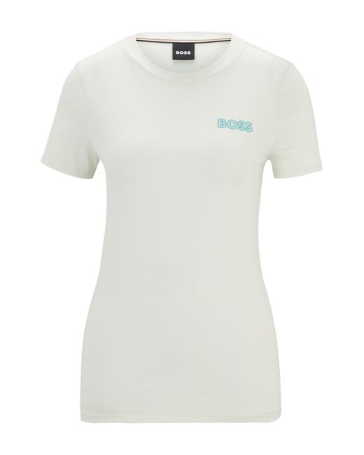 Boss White Slim-fit T-shirt In Pure Cotton With Logo Detail
