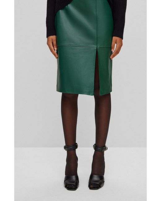 Boss Green Slim-fit Pencil Skirt In Leather