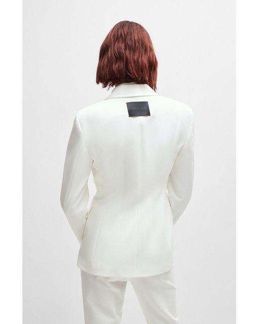 HUGO White Slim-fit Jacket In Stretch Fabric