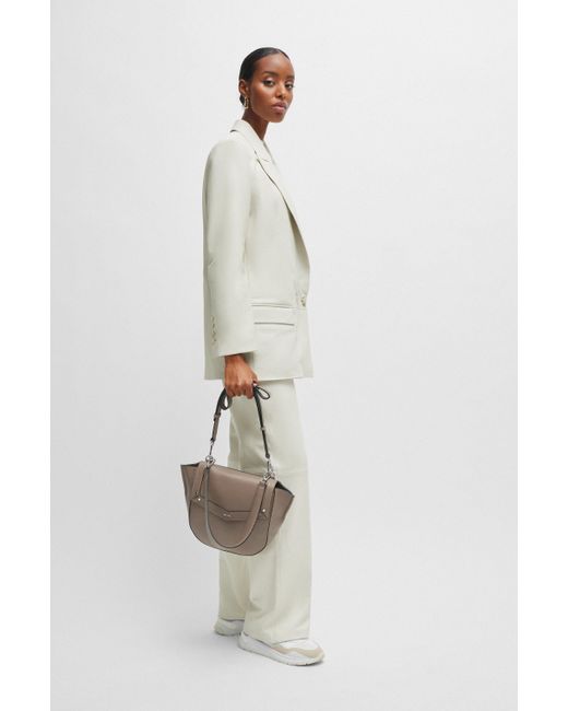 BOSS by HUGO BOSS Saddle Bag In Grained Leather With Detachable Straps in Brown Lyst