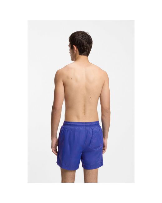 HUGO Blue Swim Shorts With Contrast Logo Print for men
