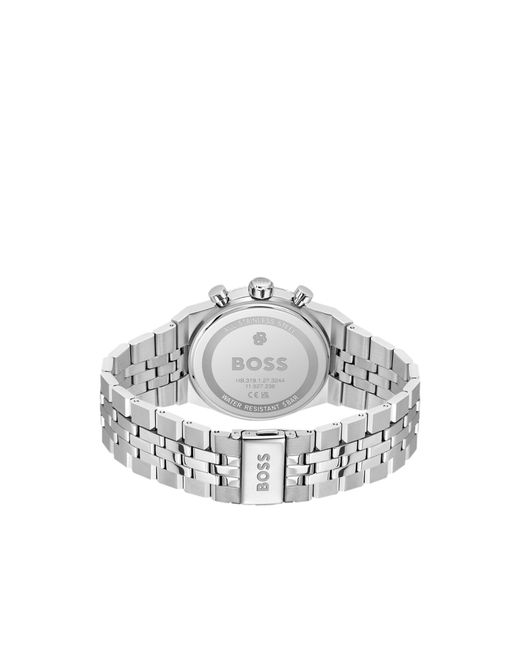 Boss Blue Candor-Dial Chronograph Watch With Fluted Bezel for men
