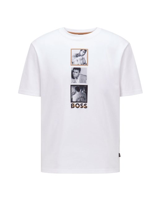 Camiseta de algodón interlock con gráficos de Muhammad Ali BOSS by HUGO  BOSS de hombre de color Blanco | Lyst