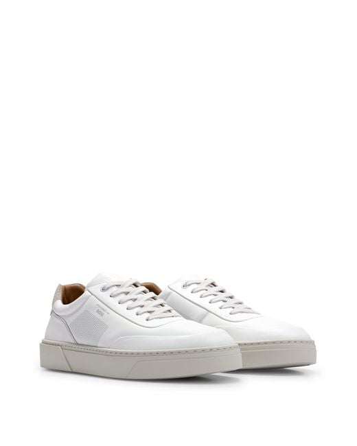 Boss White Porsche X Leather Trainers With Special Branding for men