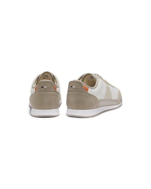 Boss White Mixed-Material Trainers With Ridged Outsole for men
