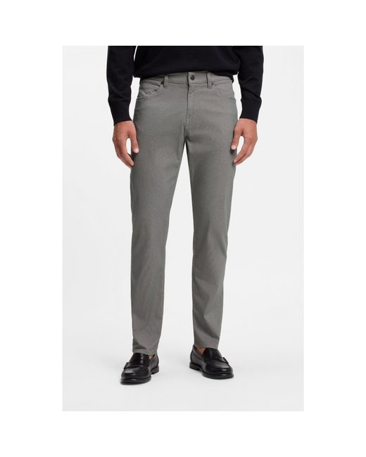 Boss Gray Maine Regular-Fit Trousers for men