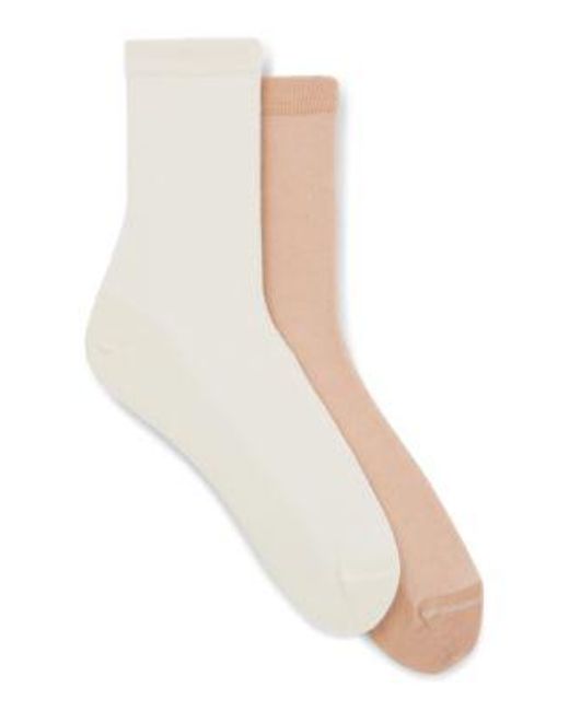 Lot de deux paires de chaussettes courtes en coton mélangé piqué Boss en coloris White