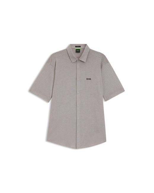 Boss Gray Short-Sleeved Regular-Fit Shirt for men