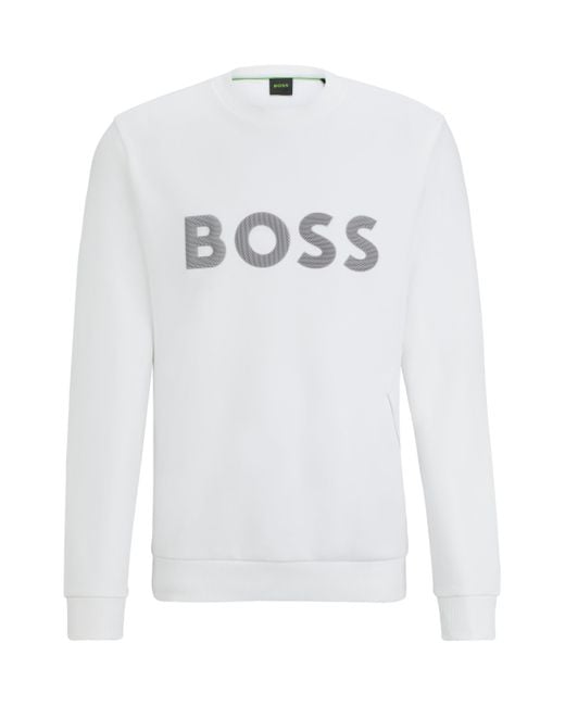 Boss Sweatshirt aus Baumwoll-Mix mit erhabenem 3D-Logo in White für Herren