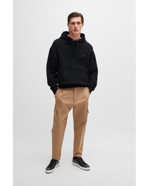 Boss Black Oversized-fit Hoodie In Cotton With Double B Monogram for men