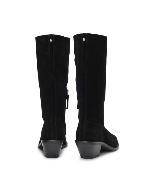 Boss Black Suede Boots With Cuban Heel