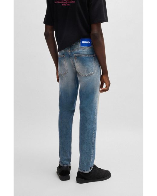 HUGO Regular-Fit Jeans Van Middenblauw Stonewashed Denim in het Blue voor heren