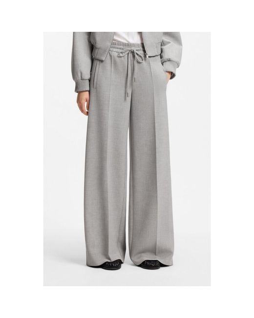Boss Gray Oversized-Fit Trousers