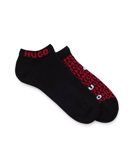 HUGO Zweier-Pack Sneakers-Socken aus Baumwoll-Mix mit Logos in Black für Herren