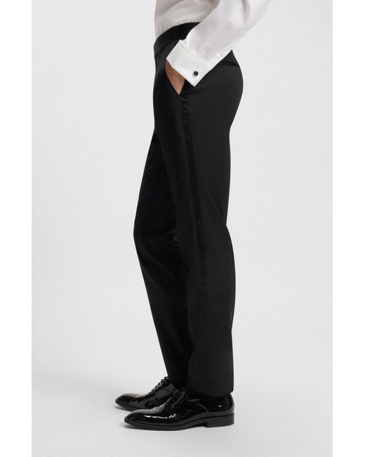 Boss Slim-Fit Smoking-Hose Aus Schurwoll-Serge in Black für Herren