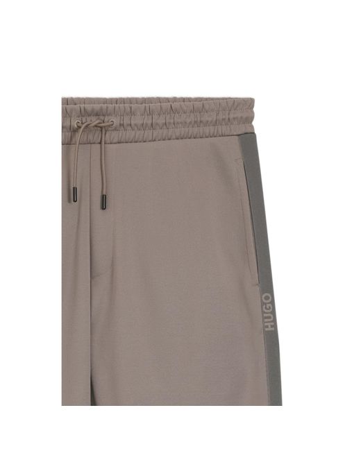 HUGO Gray Relaxed-Fit Tracksuit Bottoms With Logo Tape for men