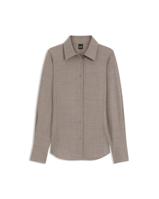 Boss Gray Slim-Fit Blouse