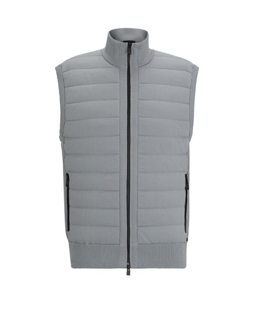 Boss Regular-fit Gewatteerde Bodywarmer Van Een Combinatie Van Materialen in het Gray voor heren