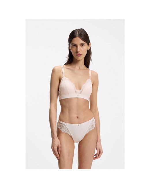 Boss Pink Premium Lace Bralette With Mesh Pleating