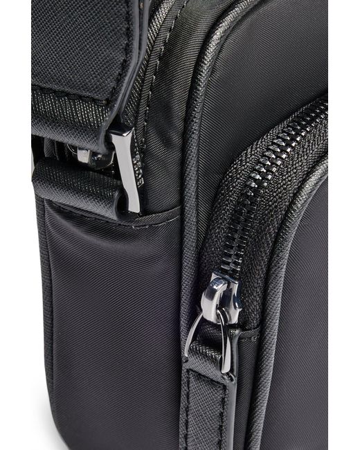 Boss Black Crossbody Bag With Double-monogram Hardware Trim for men