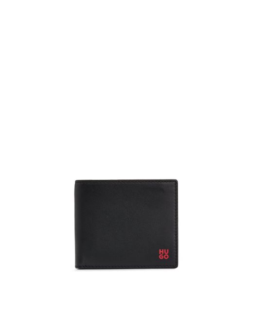 HUGO Klapp-Geldbörse aus Nappaleder mit Stack-Logo in Black für Herren