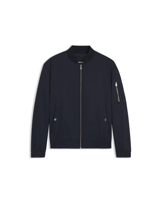 Boss Blue Water-Repellent Jacket With Double B Monogram Trim for men