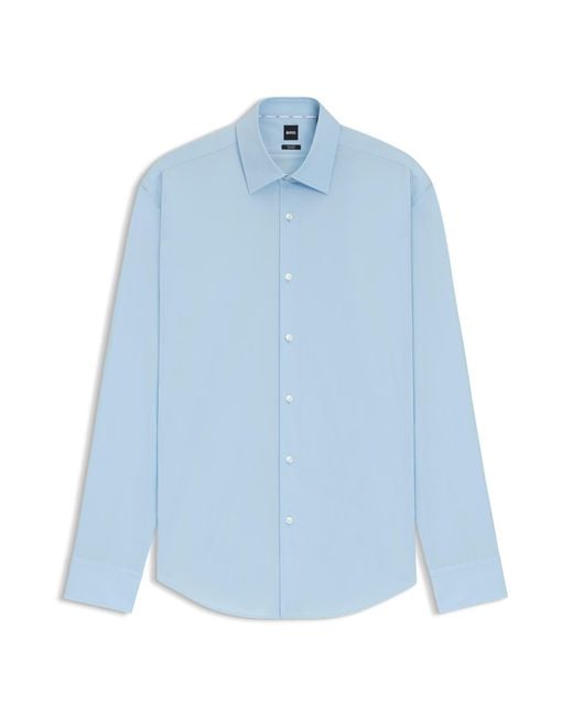 Boss Regular-Fit Overhemd Van Popeline Van Gemakkelijk Te Strijken Katoen in het Blue voor heren