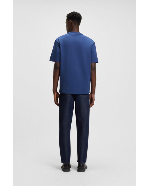HUGO Relaxed-Fit T-Shirt Van Katoen Met Logoprint in het Blue voor heren