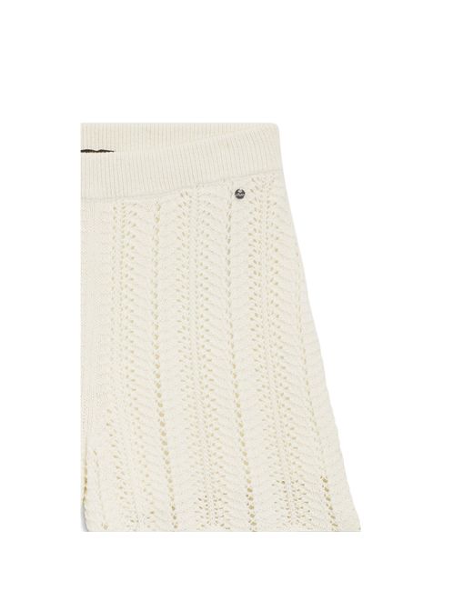 Boss White Cotton-Blend Knitted Shorts With Wave Structure