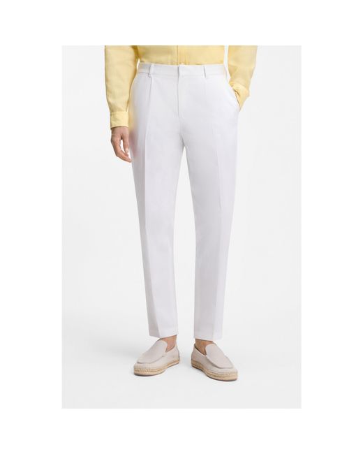 Boss White Formal Trousers for men