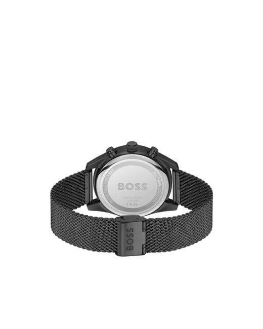 Boss Black Mesh-Bracelet Chronograph Watch With Tonal Dial for men