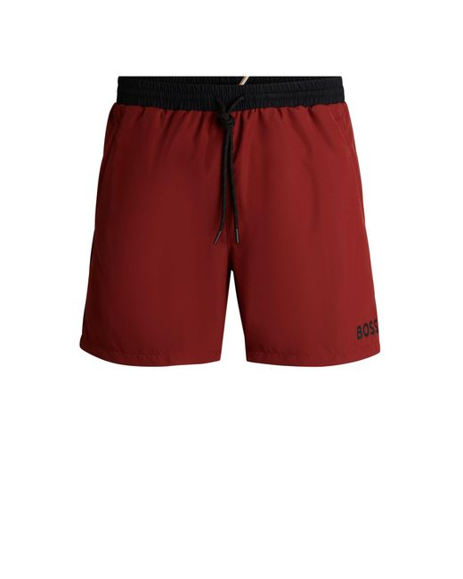 Boss Red Quick-dry Swim Shorts With Contrast Details for men