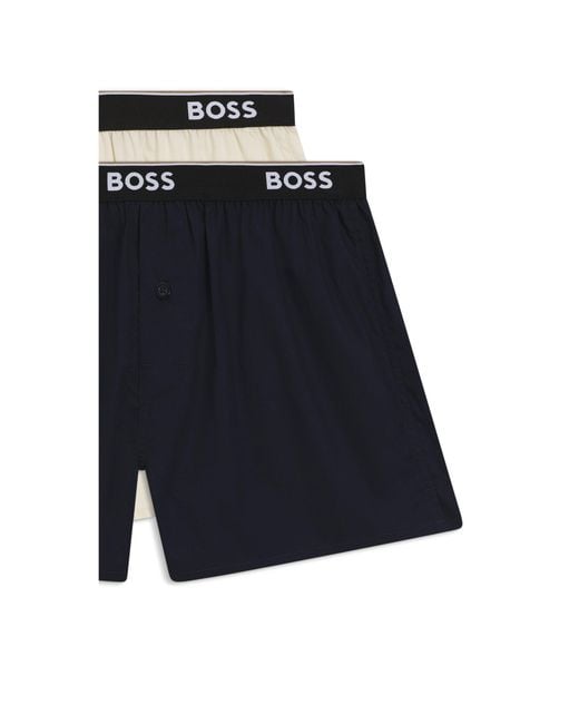 Boss Blue Logo-Waistband Pajama Bottoms for men