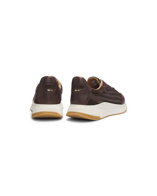 Boss Brown Ttnm Evo Trainers With Woven Uppers And Suede Trims for men