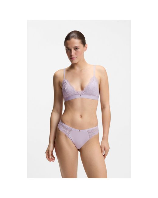 Boss Pink Lace Briefs With Mesh Pleating And Charm