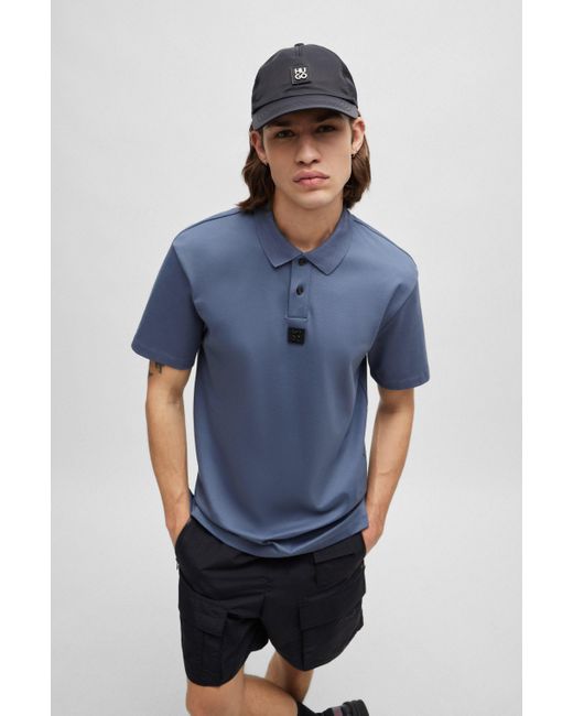 HUGO Poloshirt aus Interlock-Baumwolle mit Stack-Logo in Blue für Herren