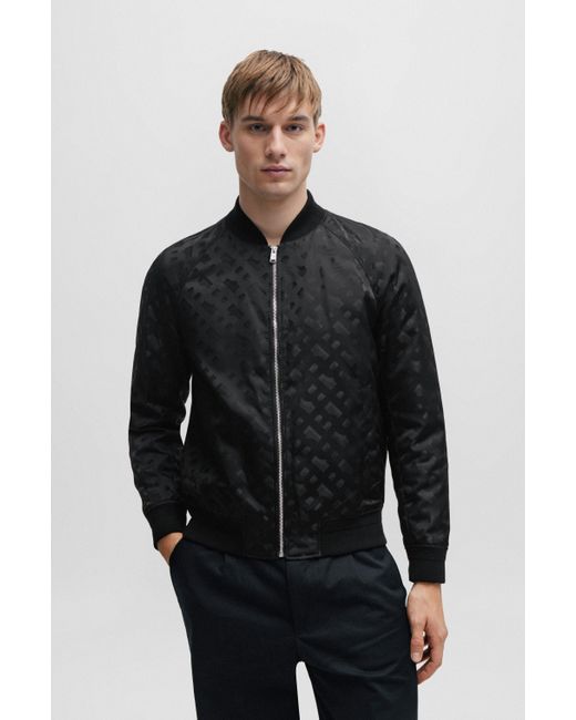 Boss Black Regular-fit Jacket With 3d-effect Monogram Jacquard for men