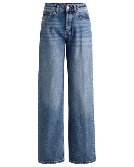 HUGO Relaxed-fit Jeans In Ocean-blue Denim