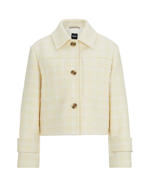 Boss Natural Relaxed-fit Jacket In Italian Checked Cloth